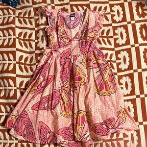 Tea Collection - Kids Pink and Orange Butterfly Wrap Dress